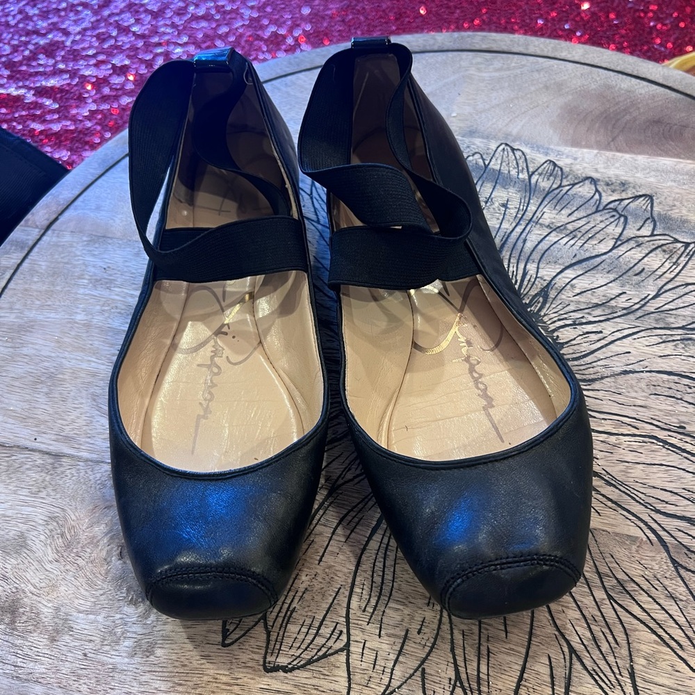 Jessica Simpson black leather ballet flats 8